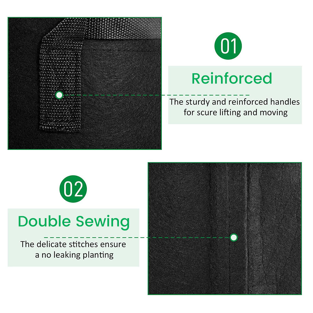 Black Plant Fabric Grow Bags Flower Vegetable Pots with handle - Image 4