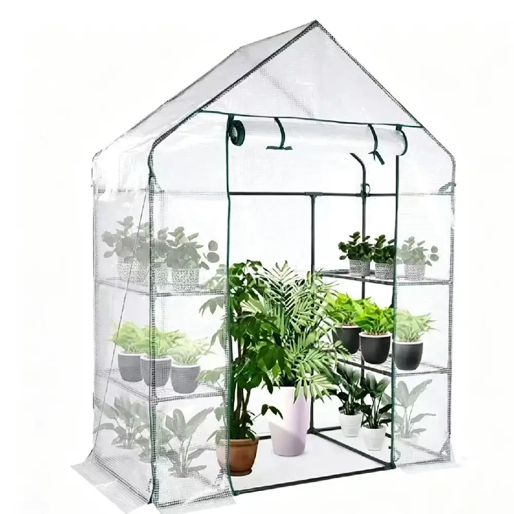 white PE walk in greenhouse